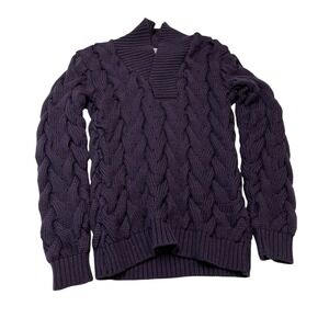 SNS. Herning Sweater Purple New Wool Heavy Cable Knit M  Old Money Fisherman